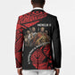 Menelik II Blazer with Adwa Victory Map, Africa Defeated an Empire Text and Red Geometric - African Pride