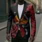 Menelik II Blazer with Adwa Victory Map, Africa Defeated an Empire Text and Red Geometric - African Pride