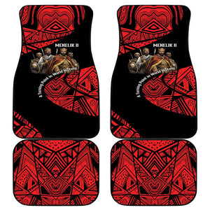 Menelik II Car Mats with Adwa Victory Map, Africa Defeated an Empire Text and Red Geometric - African Pride