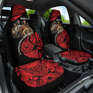 Menelik II Car Seat Cover with Adwa Victory Map, Africa Defeated an Empire Text and Red Geometric - African Pride