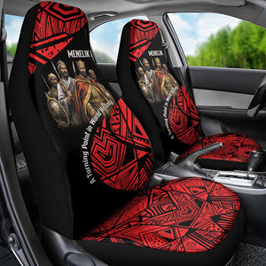 Menelik II Car Seat Cover with Adwa Victory Map, Africa Defeated an Empire Text and Red Geometric - African Pride