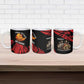 Menelik II Ceramic Mug with Adwa Victory Map, Africa Defeated an Empire Text and Red Geometric - African Pride