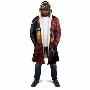 Menelik II Cloak with Adwa Victory Map, Africa Defeated an Empire Text and Red Geometric - African Pride