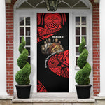 Menelik II Door Cover with Adwa Victory Map, Africa Defeated an Empire Text and Red Geometric - African Pride