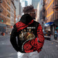 Menelik II Hoodie with Adwa Victory Map, Africa Defeated an Empire Text and Red Geometric - African Pride