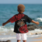 Menelik II Kid Hawaiian Shirt with Adwa Victory Map, Africa Defeated an Empire Text and Red Geometric - African Pride