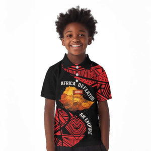 Menelik II Kid Polo Shirt with Adwa Victory Map, Africa Defeated an Empire Text and Red Geometric - African Pride
