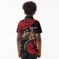 Menelik II Kid Polo Shirt with Adwa Victory Map, Africa Defeated an Empire Text and Red Geometric - African Pride