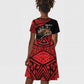 Menelik II Kid Short Sleeve Dress with Adwa Victory Map, Africa Defeated an Empire Text and Red Geometric - African Pride