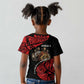 Menelik II Kid T shirt with Adwa Victory Map, Africa Defeated an Empire Text and Red Geometric - African Pride