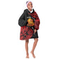 Menelik II Kid Wearable Blanket Hoodie with Adwa Victory Map, Africa Defeated an Empire Text and Red Geometric - African Pride