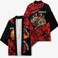 Menelik II Kimono with Adwa Victory Map, Africa Defeated an Empire Text and Red Geometric - African Pride