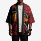 Menelik II Kimono with Adwa Victory Map, Africa Defeated an Empire Text and Red Geometric - African Pride