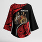 Menelik II Kimono Sleeve Blouse with Adwa Victory Map, Africa Defeated an Empire Text and Red Geometric - African Pride