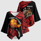Menelik II Kimono Sleeve Blouse with Adwa Victory Map, Africa Defeated an Empire Text and Red Geometric - African Pride