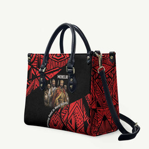 Menelik II Leather Bag with Adwa Victory Map, Africa Defeated an Empire Text and Red Geometric - African Pride