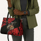 Menelik II Leather Bag with Adwa Victory Map, Africa Defeated an Empire Text and Red Geometric - African Pride