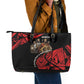 Menelik II Leather Tote Bag with Adwa Victory Map, Africa Defeated an Empire Text and Red Geometric - African Pride