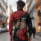 Menelik II Long Sleeve Button Shirt with Adwa Victory Map, Africa Defeated an Empire Text and Red Geometric - African Pride
