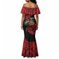 Menelik II Mermaid Dress with Adwa Victory Map, Africa Defeated an Empire Text and Red Geometric - African Pride