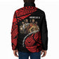 Menelik II Padded Jacket with Adwa Victory Map, Africa Defeated an Empire Text and Red Geometric - African Pride