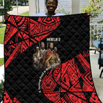 Menelik II Quilt with Adwa Victory Map, Africa Defeated an Empire Text and Red Geometric - African Pride