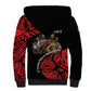 Menelik II Sherpa Hoodie with Adwa Victory Map, Africa Defeated an Empire Text and Red Geometric - African Pride