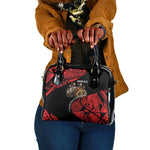 Menelik II Shoulder Handbag with Adwa Victory Map, Africa Defeated an Empire Text and Red Geometric - African Pride