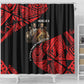 Menelik II Shower Curtain with Adwa Victory Map, Africa Defeated an Empire Text and Red Geometric - African Pride