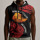 Menelik II Sleeveless Hoodie with Adwa Victory Map, Africa Defeated an Empire Text and Red Geometric - African Pride