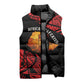 Menelik II Sleeveless Puffer Jacket with Adwa Victory Map, Africa Defeated an Empire Text and Red Geometric - African Pride