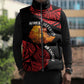 Menelik II Sleeveless Puffer Jacket with Adwa Victory Map, Africa Defeated an Empire Text and Red Geometric - African Pride
