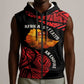 Menelik II Sleeveless Zip Hoodie with Adwa Victory Map, Africa Defeated an Empire Text and Red Geometric - African Pride