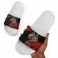 Menelik II Slide Sandals with Adwa Victory Map, Africa Defeated an Empire Text and Red Geometric - African Pride