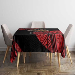 Menelik II Tablecloth with Adwa Victory Map, Africa Defeated an Empire Text and Red Geometric - African Pride