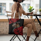 Menelik II Tote Bag with Adwa Victory Map, Africa Defeated an Empire Text and Red Geometric - African Pride