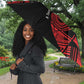 Menelik II Umbrella with Adwa Victory Map, Africa Defeated an Empire Text and Red Geometric - African Pride