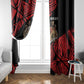 Menelik II Window Curtain with Adwa Victory Map, Africa Defeated an Empire Text and Red Geometric - African Pride