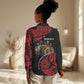 Menelik II Women Casual Shirt with Adwa Victory Map, Africa Defeated an Empire Text and Red Geometric - African Pride