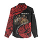 Menelik II Women Casual Shirt with Adwa Victory Map, Africa Defeated an Empire Text and Red Geometric - African Pride