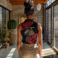 Menelik II Women Sleeveless Polo Shirt with Adwa Victory Map, Africa Defeated an Empire Text and Red Geometric - African Pride