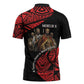 Menelik II Zipper Polo Shirt with Adwa Victory Map, Africa Defeated an Empire Text and Red Geometric - African Pride