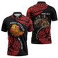 Menelik II Zipper Polo Shirt with Adwa Victory Map, Africa Defeated an Empire Text and Red Geometric - African Pride