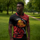 Menelik II Zipper Polo Shirt with Adwa Victory Map, Africa Defeated an Empire Text and Red Geometric - African Pride