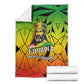 Menelik II Blanket with Crowned Portrait, Ethiopia Never Colonized Text and Pan-African Abstract - African Pride
