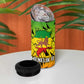 Menelik II 4 in 1 Can Cooler Tumbler with Crowned Portrait, Ethiopia Never Colonized Text and Pan-African Abstract - African Pride