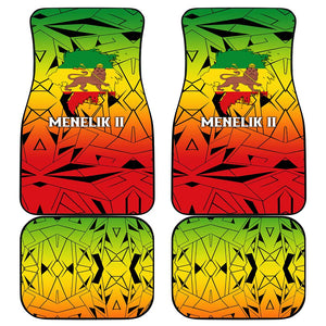 Menelik II Car Mats with Crowned Portrait, Ethiopia Never Colonized Text and Pan-African Abstract - African Pride