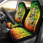 Menelik II Car Seat Cover with Crowned Portrait, Ethiopia Never Colonized Text and Pan-African Abstract - African Pride