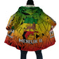 Menelik II Cloak with Crowned Portrait, Ethiopia Never Colonized Text and Pan-African Abstract - African Pride