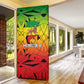 Menelik II Door Cover with Crowned Portrait, Ethiopia Never Colonized Text and Pan-African Abstract - African Pride